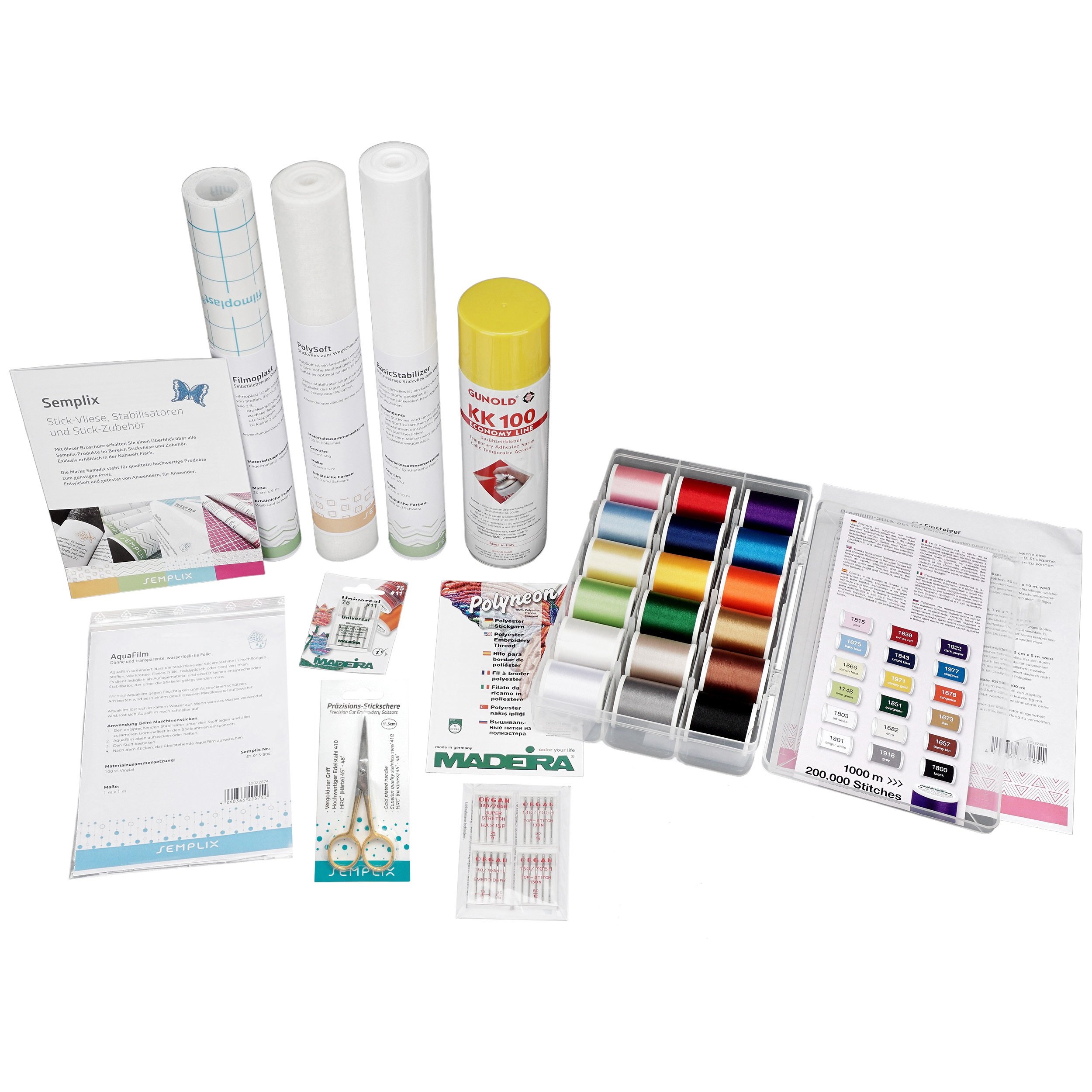 Premium-Stick-Set für Einsteiger (Stabilisatoren/Garn/Nadeln/Schere)