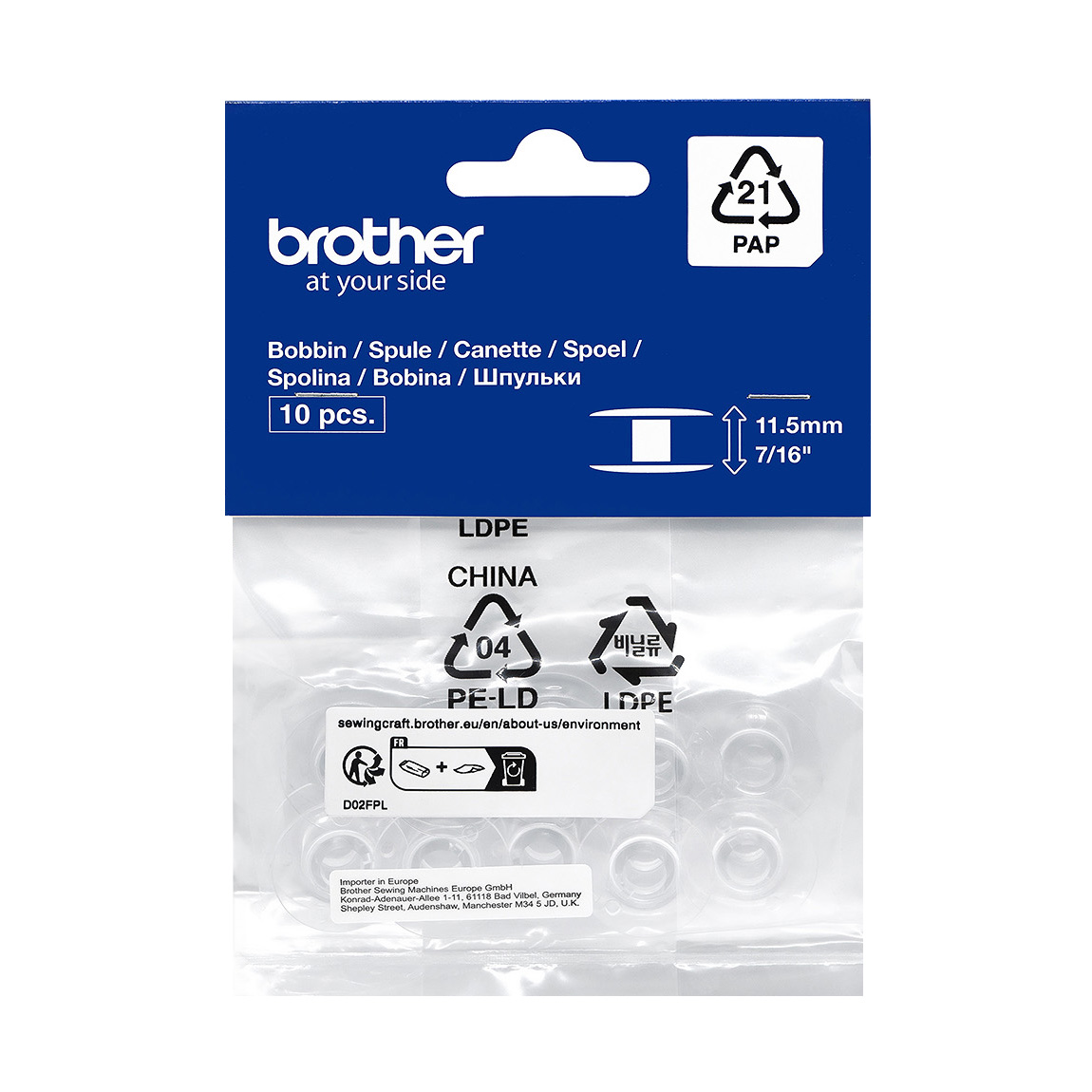 10 original Brother CB Spulen Kunststoff 11,5mm hoch 10 original Brother CB Spulen Kunststoff 11,5mm hoch