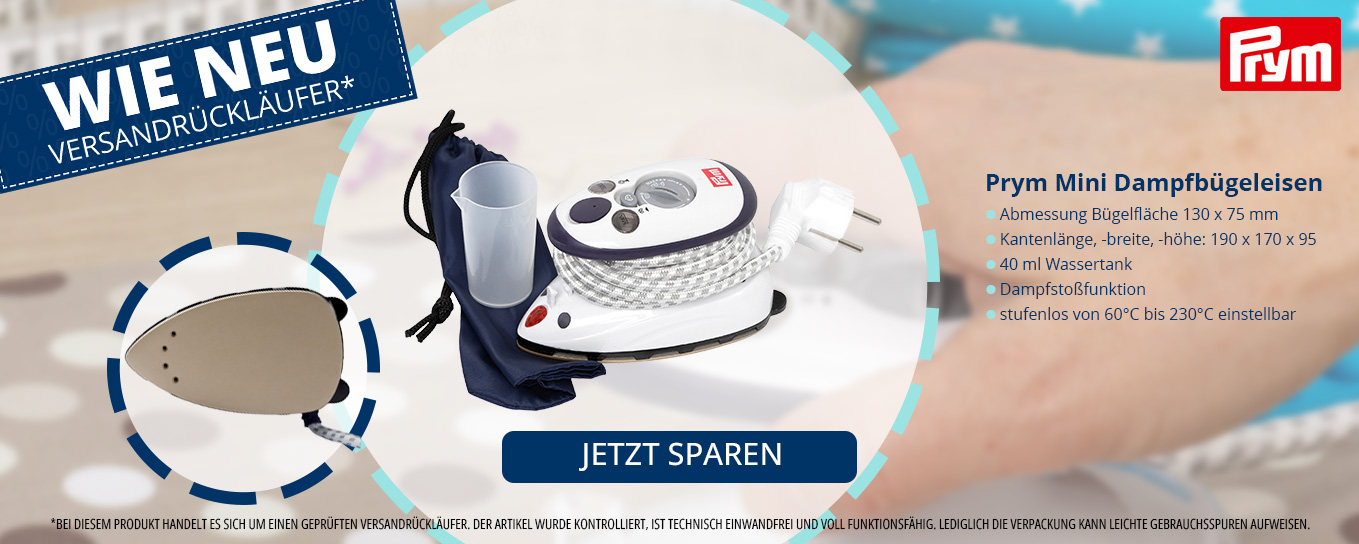 Versandrückläufer-PRYM-Mini-Dampfbügeleisen
