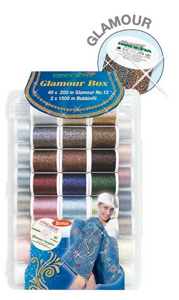 588c22d0f3cc2c01ead16d636e64a25058a236852777a Madeira Glamour Box - 40 Rollen à 200 m + 2 Rollen Bobbinfil