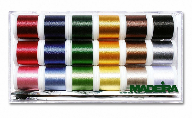 d7c999509b763522f4677b22a5fb94e058a2367db5418 Madeira Stickbox Rayon - 18 Rollen à 200 m Maschinenstickgarn