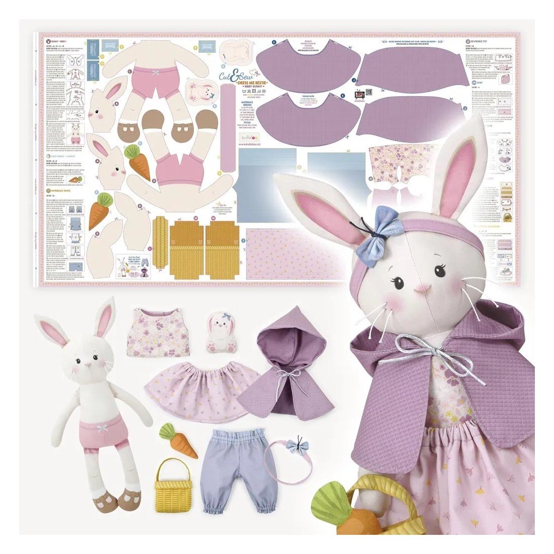 Kullaloo Cut & Sew Panel "BIBBY BUNNY" (80 x 155 cm)