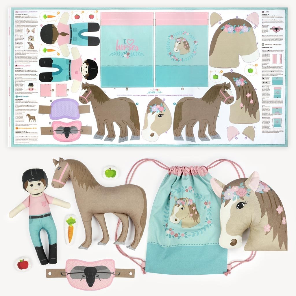 Kullaloo Cut & Sew Panel "HORSE LOVE" (80 x 155 cm)