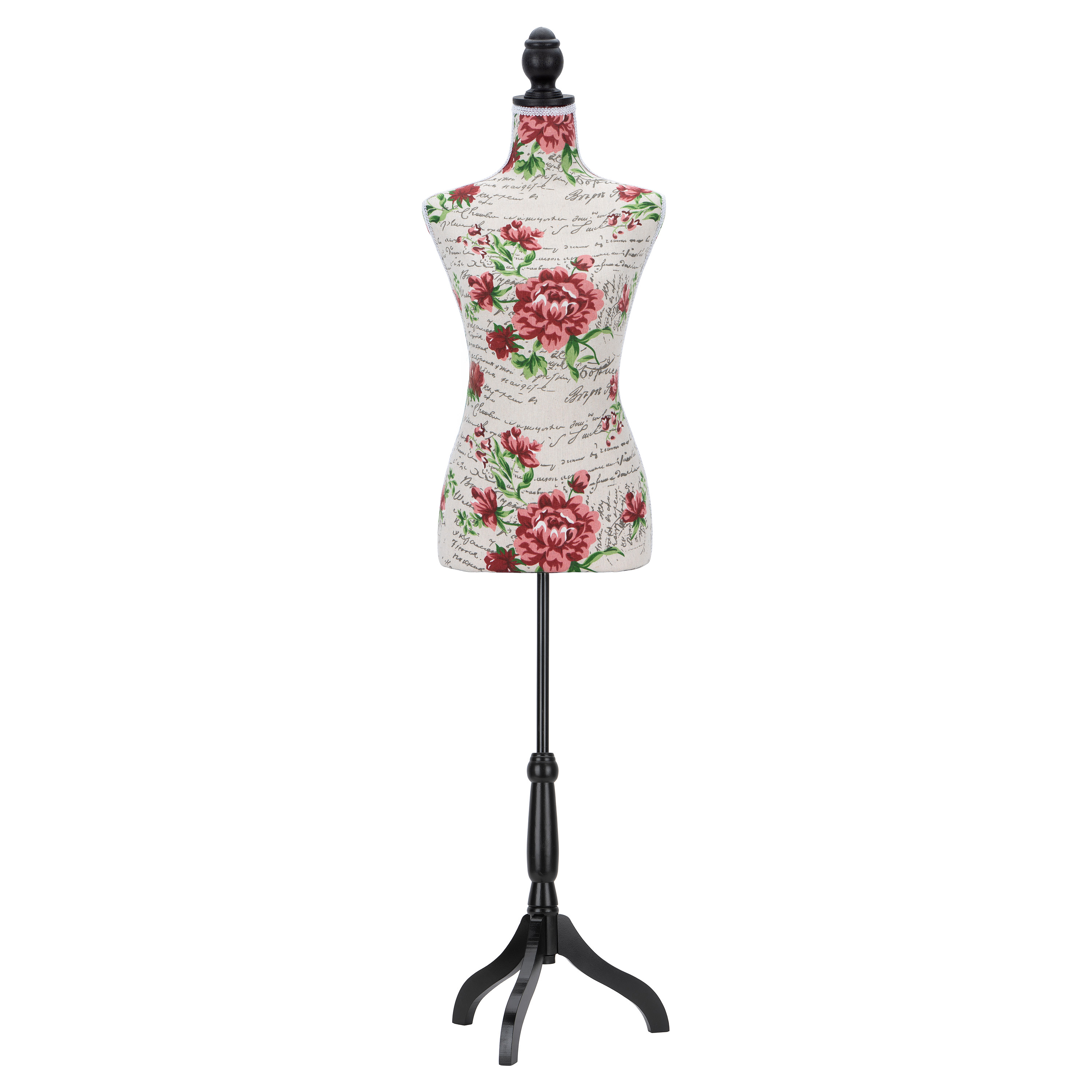 Semplix dekorative Schneiderpuppe mit Baumwollbezug und Rosen-Druck