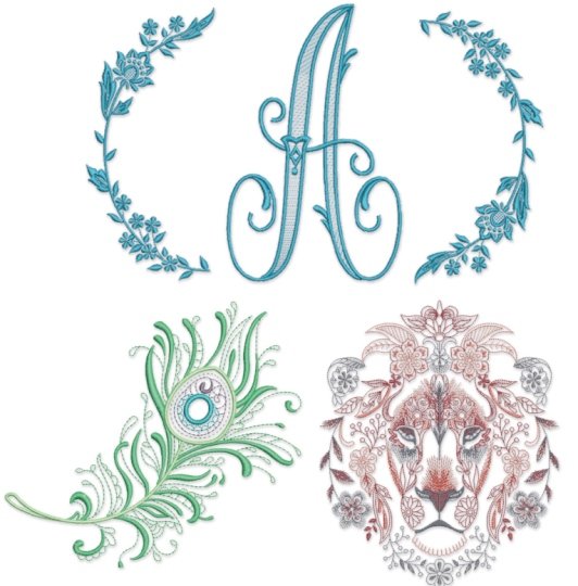 Neue Stickmuster und Alphabete