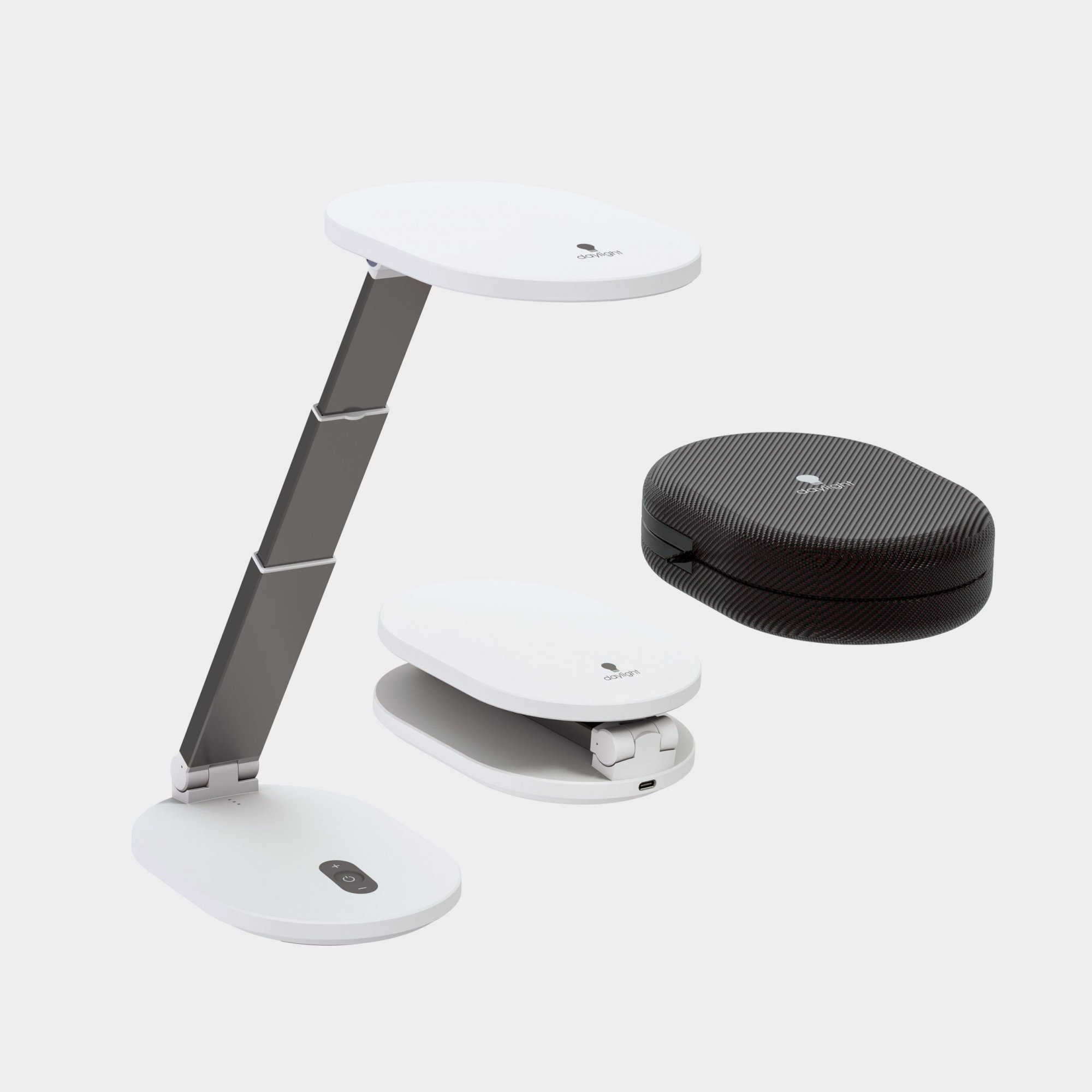 Daylight Foldi Go Netz + Akku LED Tischleuchte mit Etui (weiß/ grau)