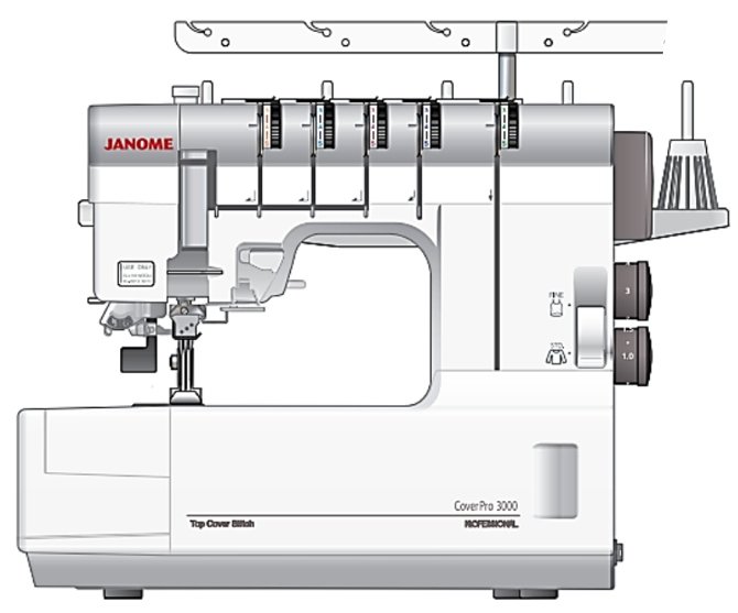 JANOME CoverPro 3000P Feinmodus Umschalthebel für Fadenspannung