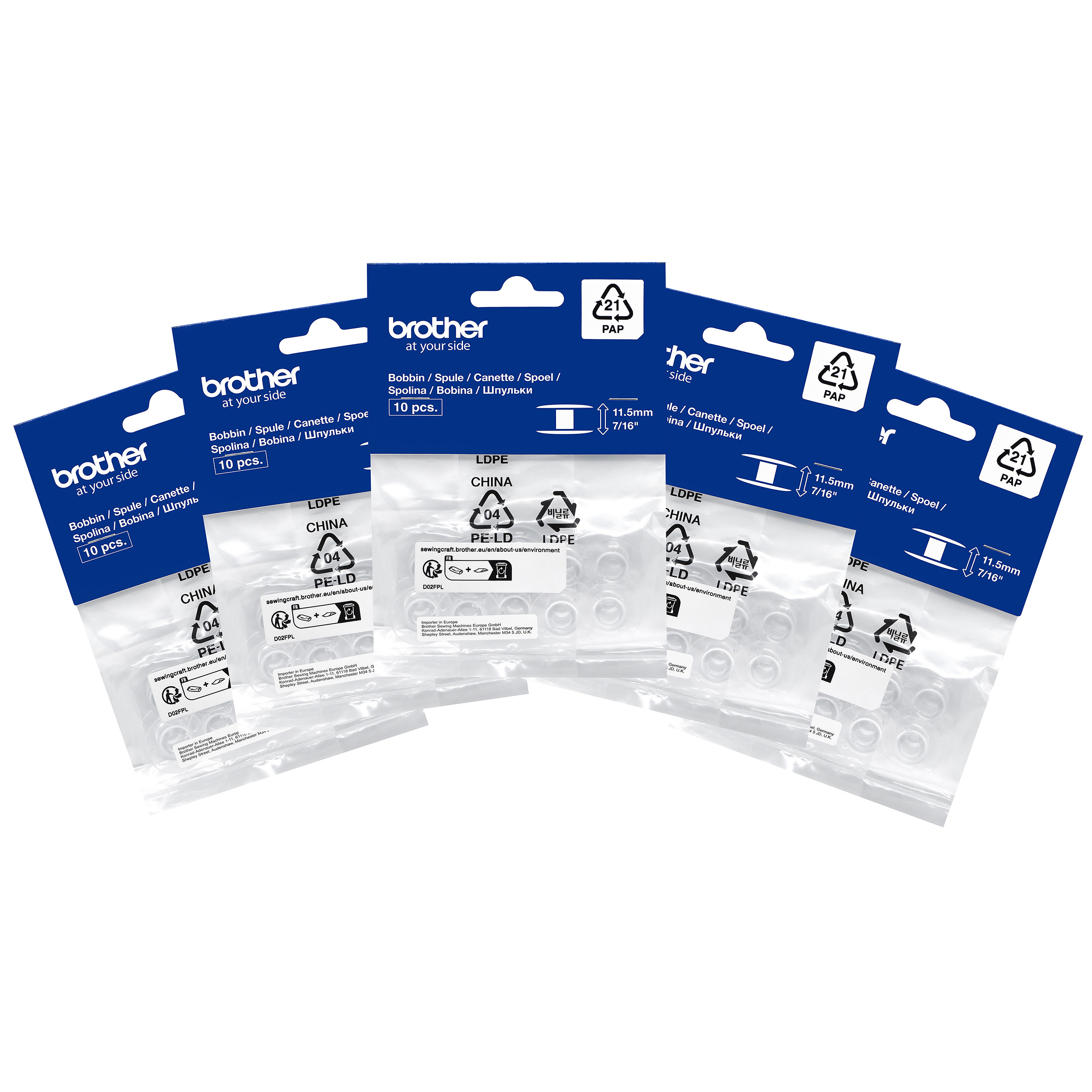 Semplix Spulenbox mit 50 original Brother Spulen (drop in/ 21 x 11,5 mm) als Sparpack!