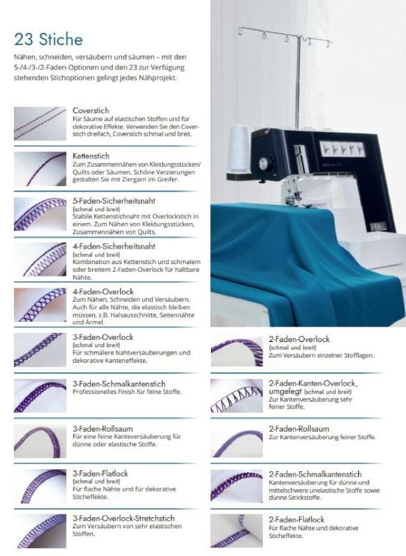 Pfaff Admire Air 6000 Stichübersicht
