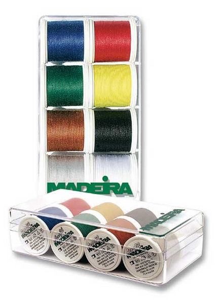 02ea4e6a39813eef9887f77d147decaf58a236887cee3 Madeira Nähgarnbox Aerofil Allesnäher - 8 Rollen à 400 m