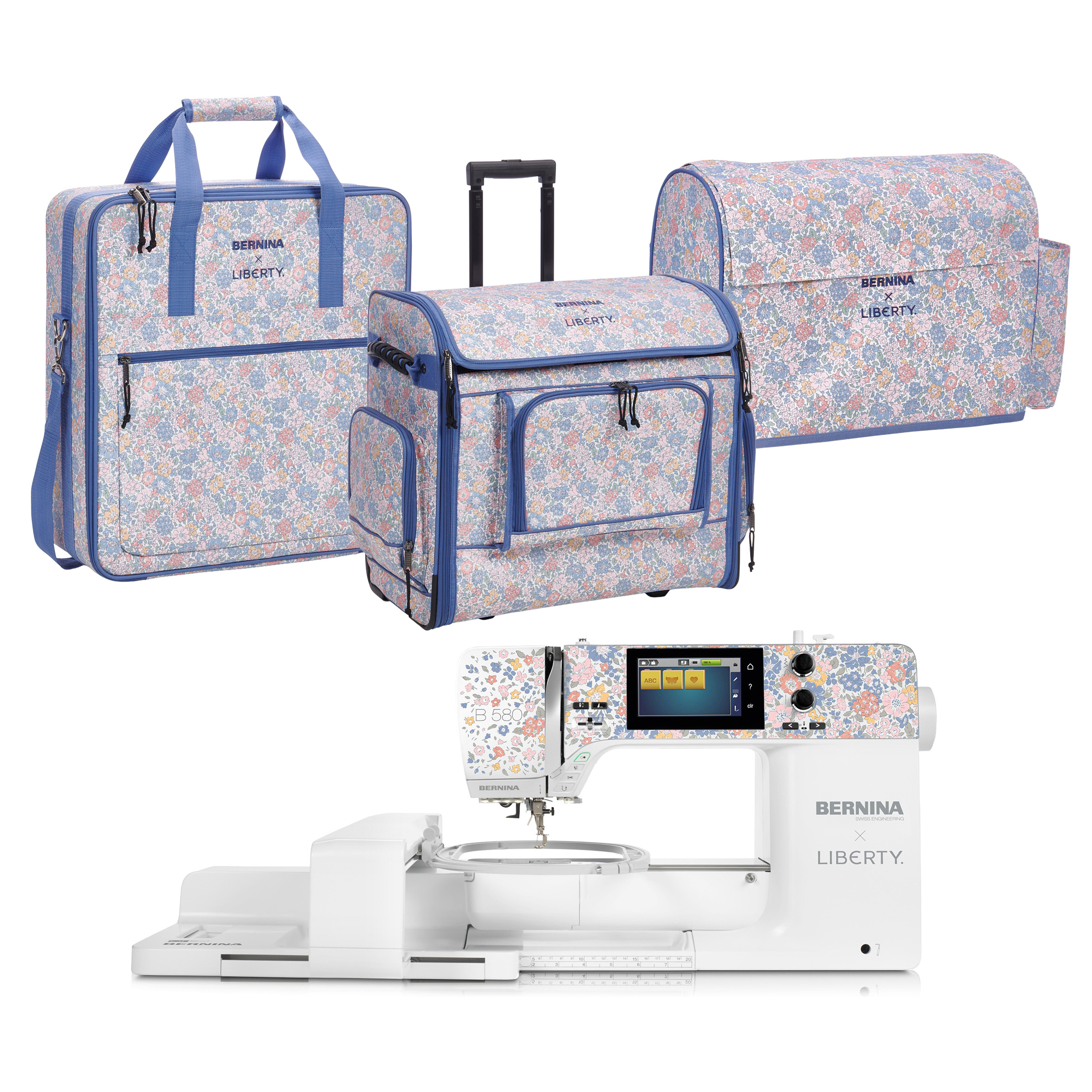 BERNINA 580 Liberty Edition Näh- und Stickmaschine mit Stickmodul | Limitierte Sonderedition inkl. Liberty Trolley-Set