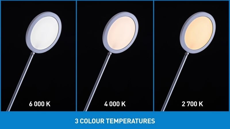 Daylight Tricolor LED Tischlampe mit großer Lichtfläche