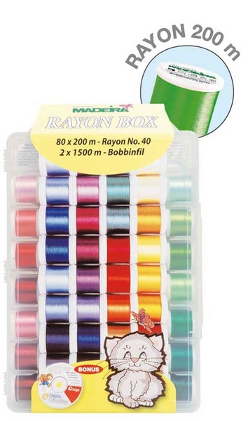 9237308d3ffd90ded112c067b28a9b0a58a2368350829 Madeira Rayon Box - 80 Rollen à 200 m