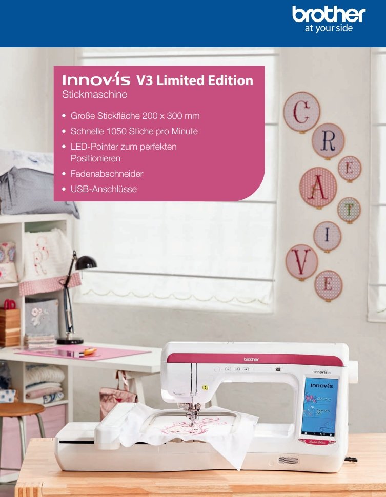 Brother Innov-is V3 Limited Edition Stickmaschine Gesamtansicht